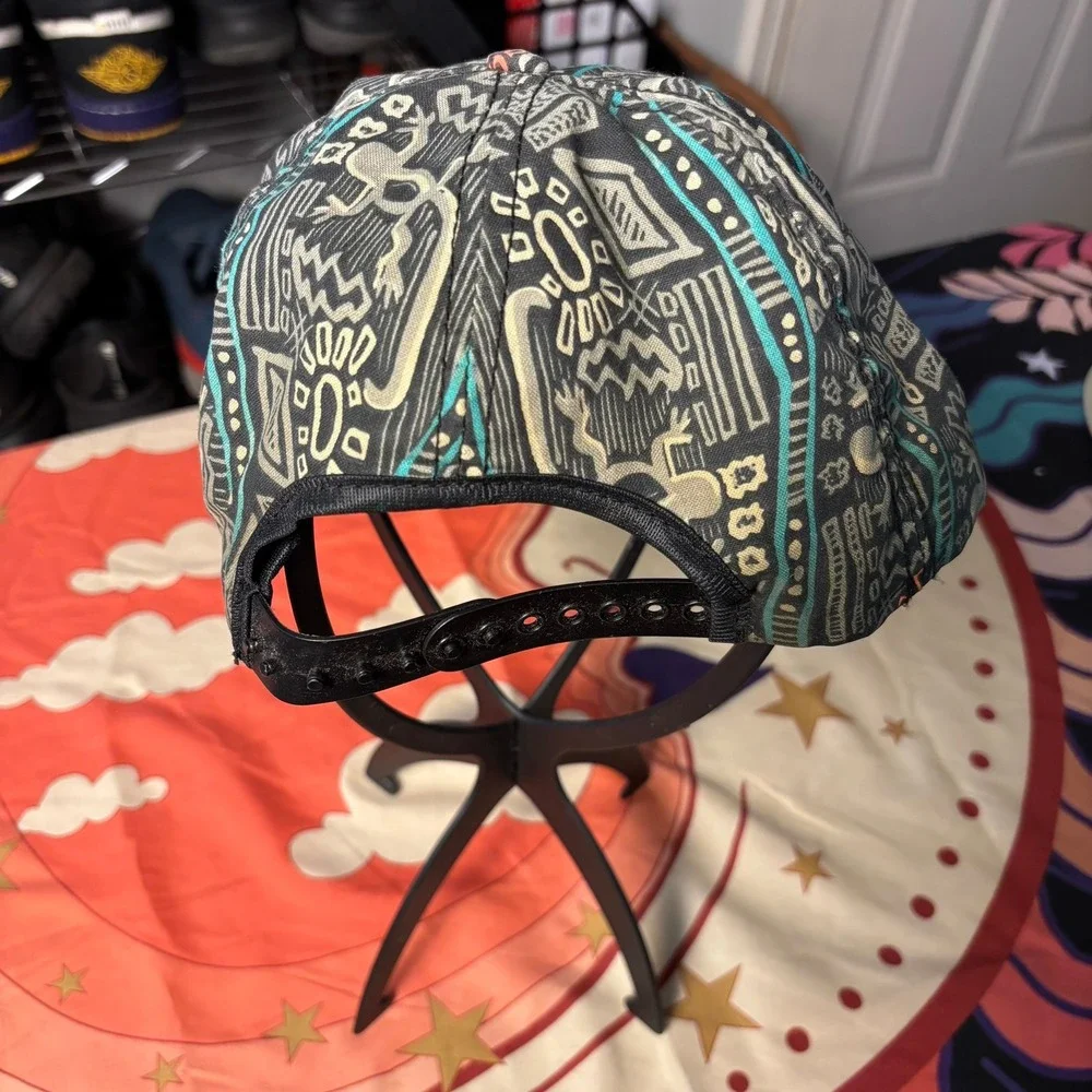 Vintage Bud Dry Draft Hat All Over Tribal Lizard Print Snapback Beer Promo Cap